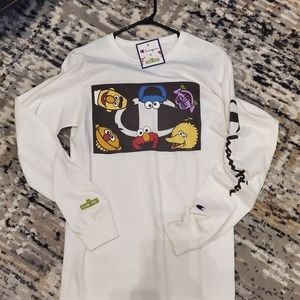 Men's champion x sesame Street shirt.